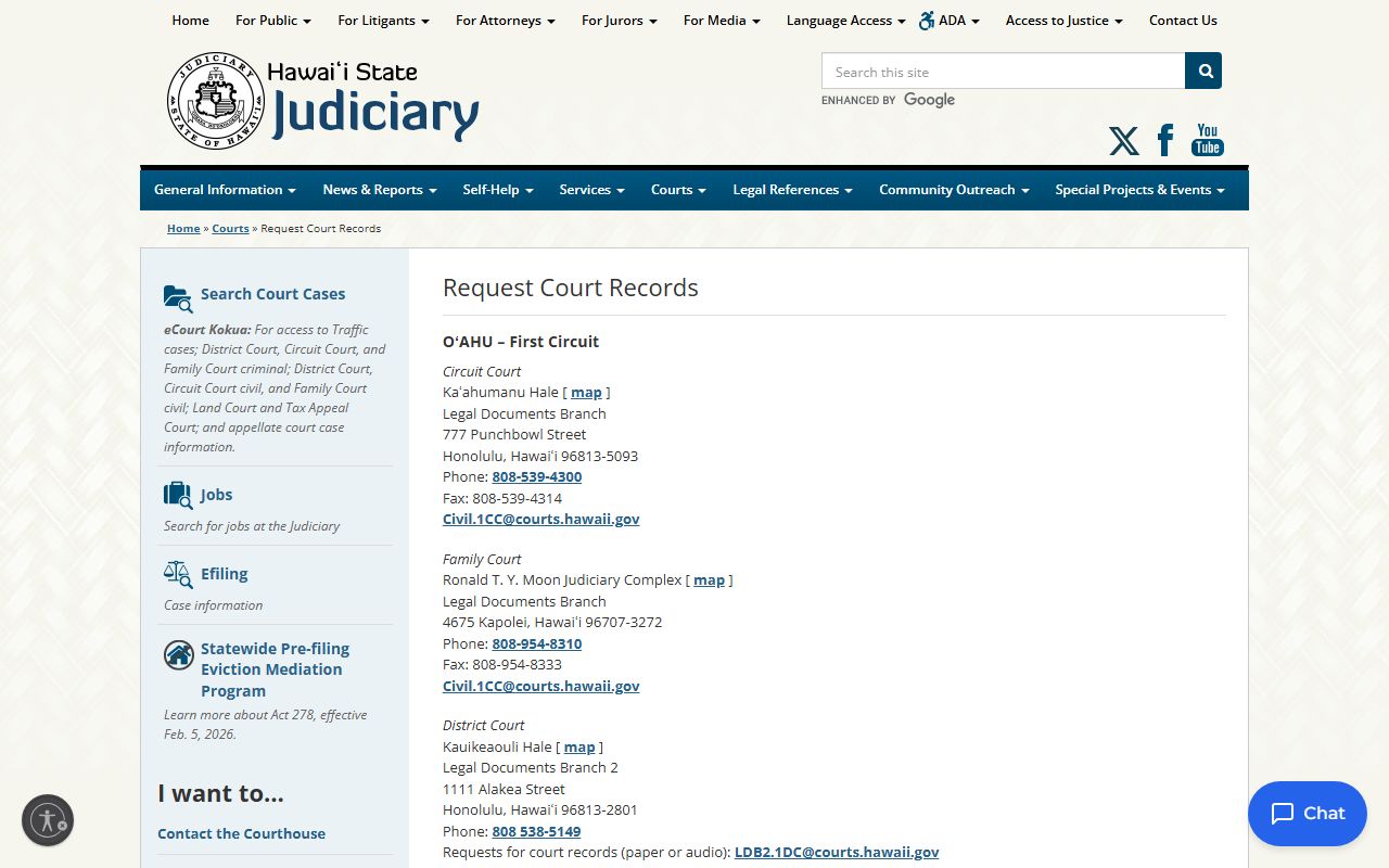 Hilo Hawaii island court records request traffic ticket records