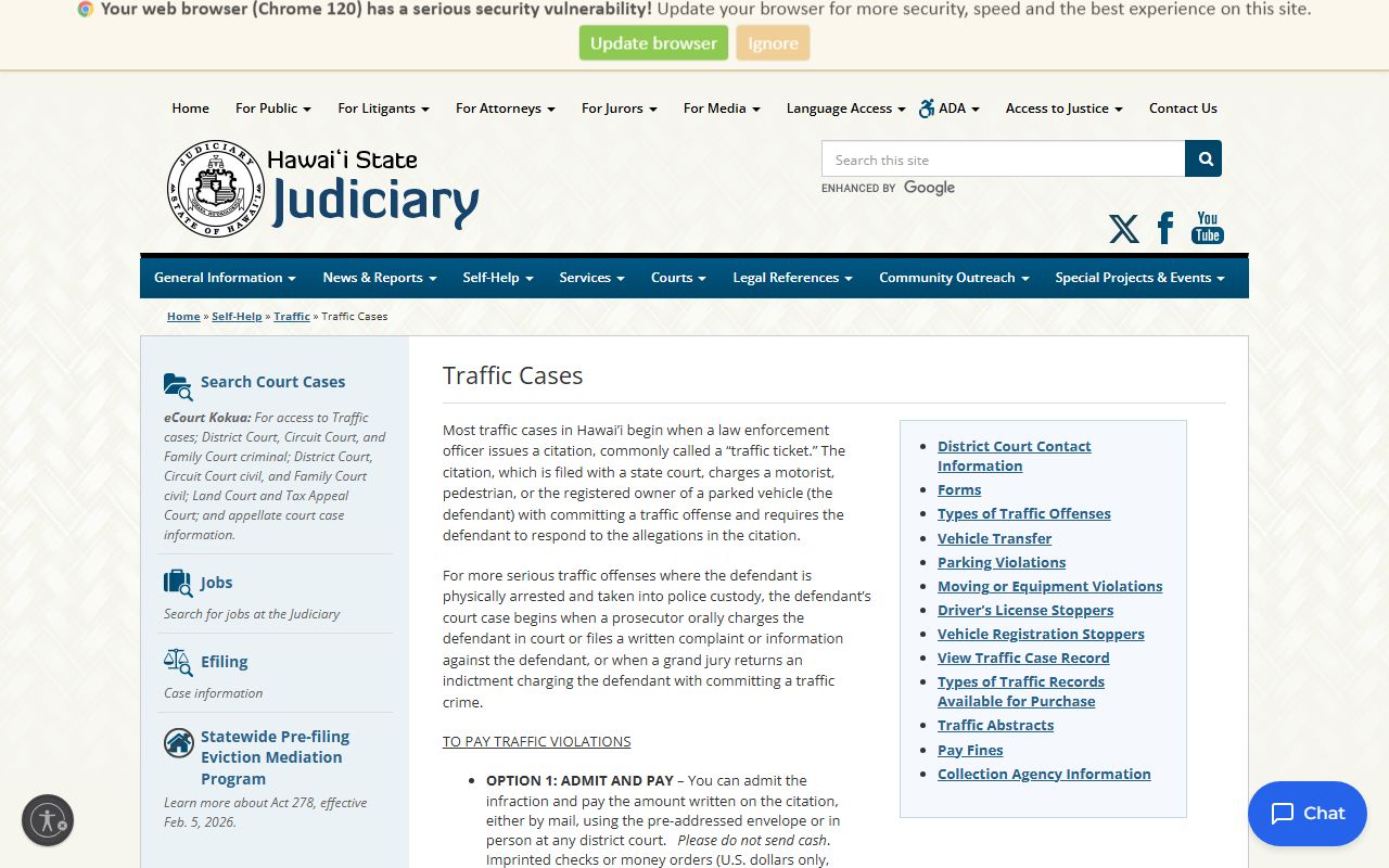 Kaneohe District Court traffic cases traffic ticket records