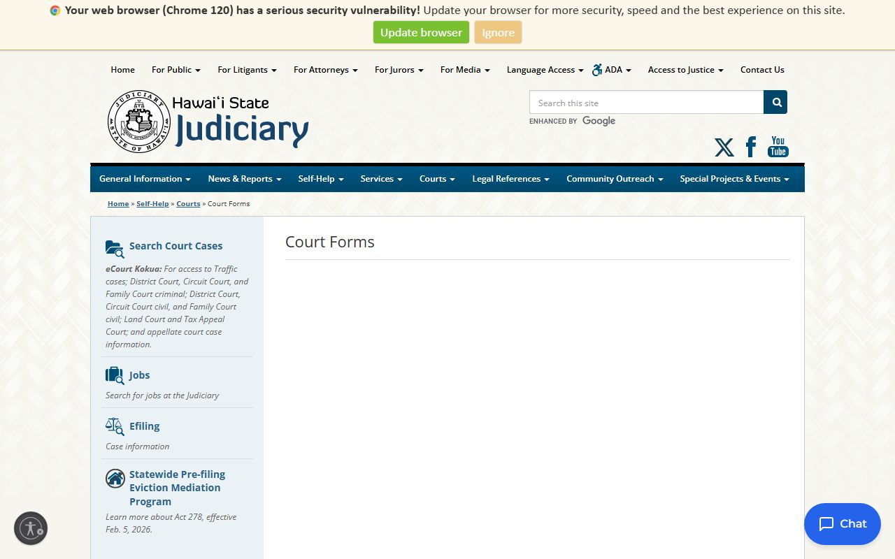 Hawaii State Judiciary Court Forms traffic ticket records