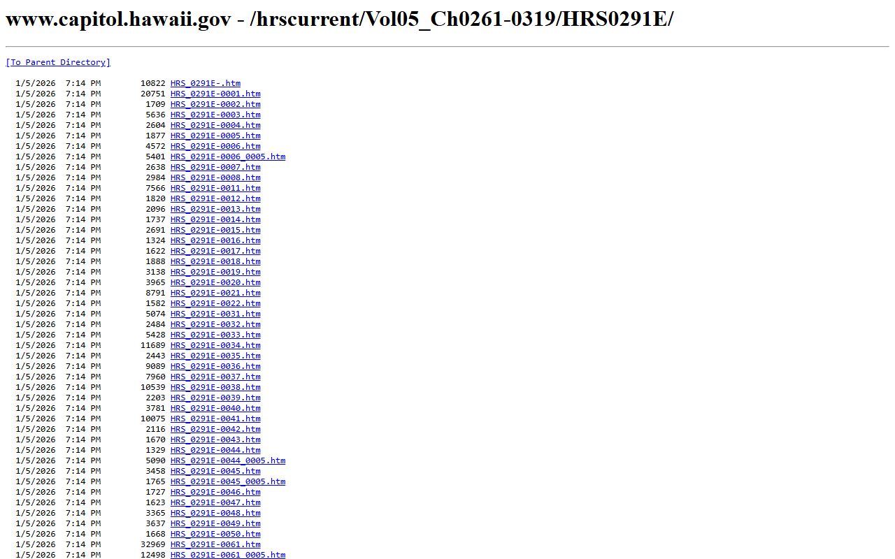 HRS Chapter 291E Alcohol and Drug Offenses traffic ticket records