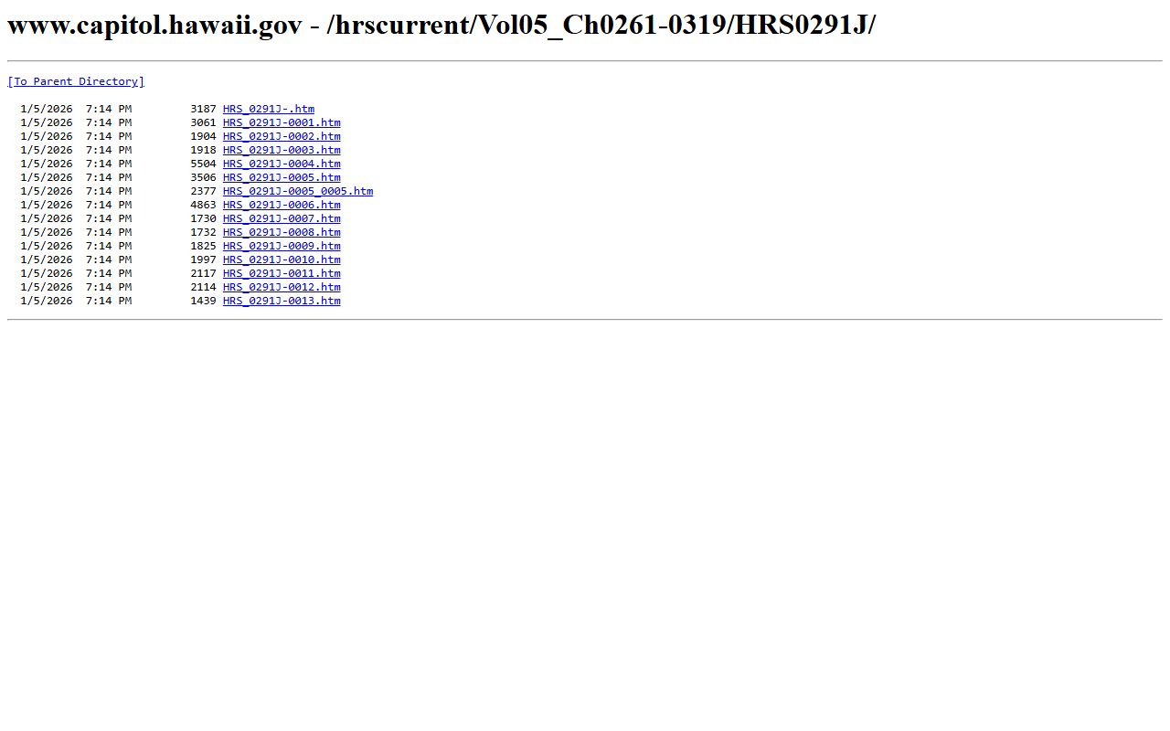 HRS Chapter 291J Ignition Interlock System traffic ticket records