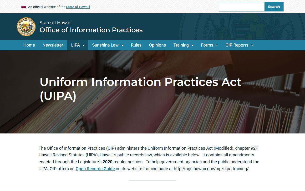 Office of Information Practices UIPA Hawaii traffic ticket records